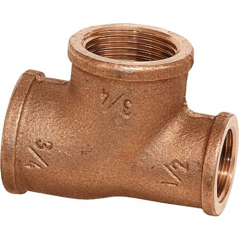 Viega brons draadfitting T-stuk, gereduceerd type 3130, 3/4""x1/2""x1/2"" 362492 NIEUW