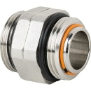 Ivar double nipple hexagon swivelling 3/4"" AG x 1"" AG nickel plated NEW