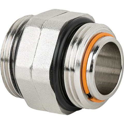 Ivar double nipple hexagon swivelling 1"" AG x 1"" AG nickel plated NEW