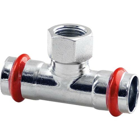 Eurotubi Raccord à sertir en acier au carbone, contour V, raccord en T avec sortie FI 15 mm x DN 15 (1/2") x 15 mm NOUVEAU