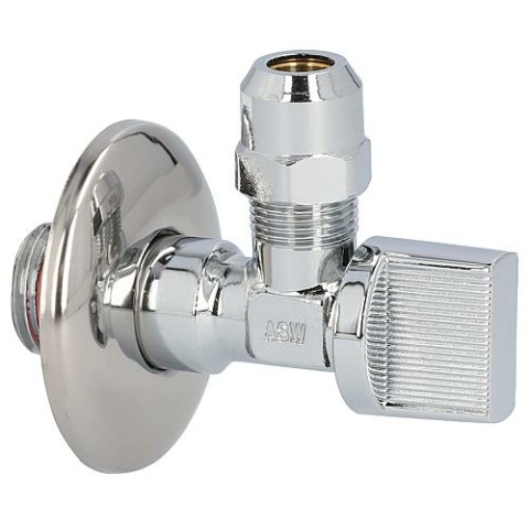 Kugel-Eckventil Messing verchromt, selbstdichtend, 1/2"" x 10mm NEU