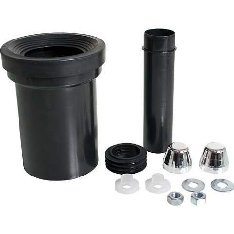 Otto Haas Garniture de raccordement pour WC avec tuyau découlement 110 mm et capuchons chromés NOUVEAU