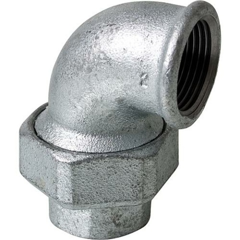 Hermann Schmidt Malleable iron fitting galvanised no.95 Elbow fitting flat sealing I/I Ø 1/2"" NEW
