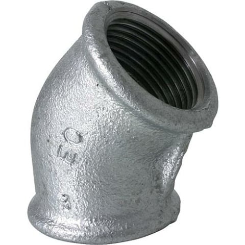 Hermann Schmidt malleable cast iron fitting galvanised No.120 Angle I/I 45° d = 1/2 NEW