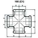 Hermann Schmidt gietijzeren fitting, gegalvaniseerd Nr. 180, kruisstuk IG, Ø 1/2"" NIEUW