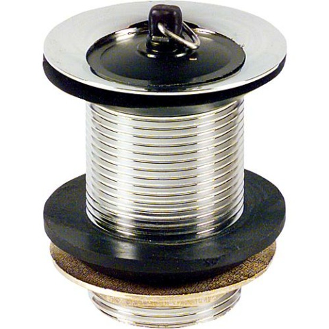 Shaft valve 11/4"" x 60mm chrome-plated brass with overflow with plug NEW