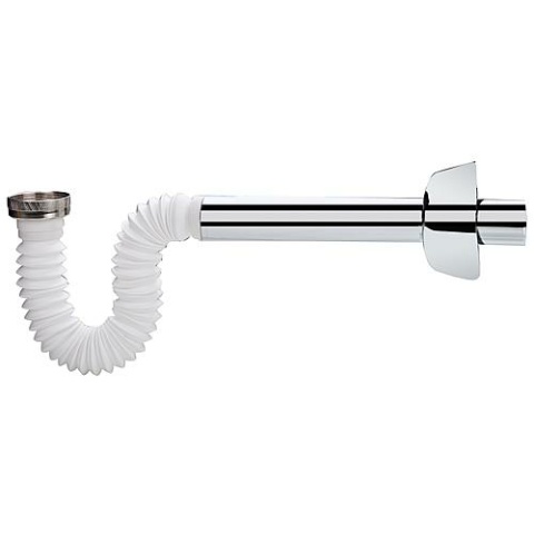 Flexible tubular siphon 230mm 11/4""x32mm PP/ABS Colour: white/chrome NEW