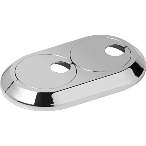 Doppia rosetta eccentrica da 15 mm in plastica cromata, regolabile NUOVO