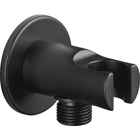 Evenes codo de conexión mural incl. soporte de ducha Enzan Nero D15 (1/2"") negro mate NUEVO