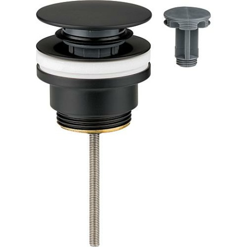 Shaft valve clicker/fixed matt black, DN32 (11/4""), without overflow, L: 0-70mm NEW