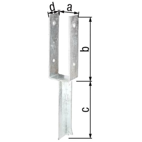 GAH Alberts U-shaped post support, T-iron, 71x200mm, hot-dip galvanised 216740 NEW