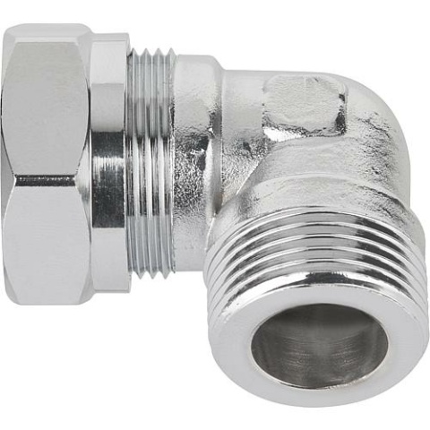 Racor de compresión codo 22 x 3/4""AG, con junta plana, latón cromado NUEVO