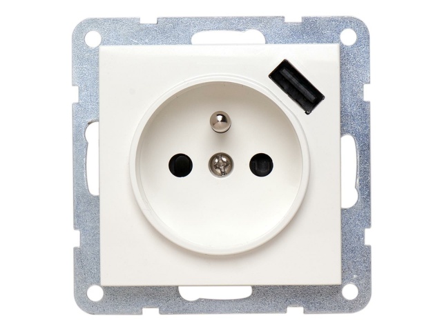 PEHA B 6571.03 SI USB Uniwersalne gniazdo eksportowe USB z zaciskami wtykowymi 2,1 A, biały antyczny (RAL1013) 00246161 NOWOŚĆ