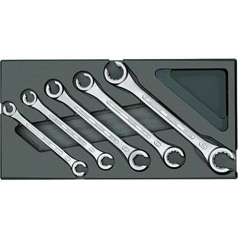 Gedore double ring spanner set 5-piece in ABS plastic module NEW