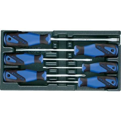 Jeu de tournevis Gedore 6 pièces en plastique ABS module fente/Pozidriv NEUF