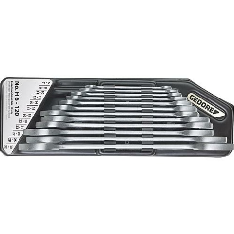 Set di chiavi doppie aperte Gedore da 8 pezzi, SW 6-22 mm NUOVO