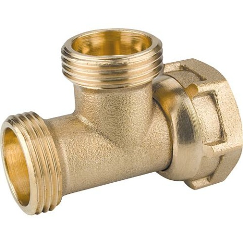 Messing T-Stück mit ÜWM 3/4""AG x 3/4""ÜWMx3/4""ÜWM NEU