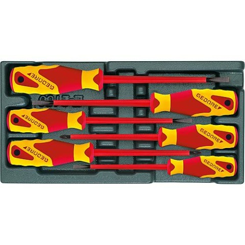 Gedore screwdriver set 6-piece in ABS plastic module slotted/Pozidriv NEW