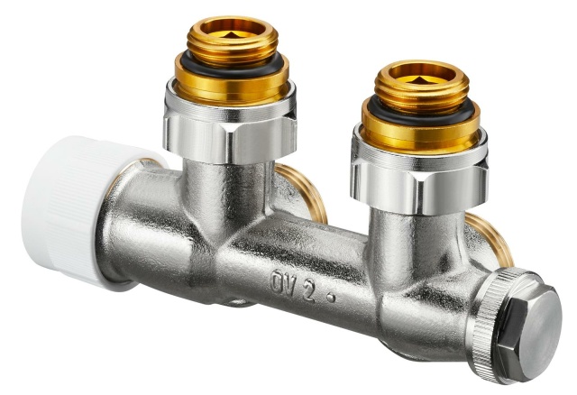 OVENTROP connection fitting Multiblock T 1/2AG x 3/4AG, 2-pipe, brass, corner 1184084 NEW