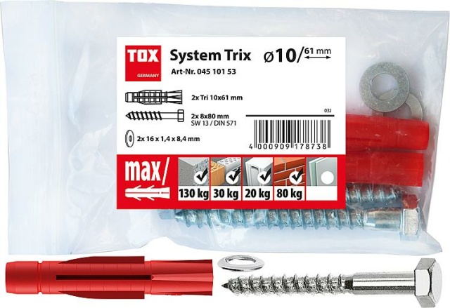 Tox mounting kit system Trix 10 x 61mm NEW