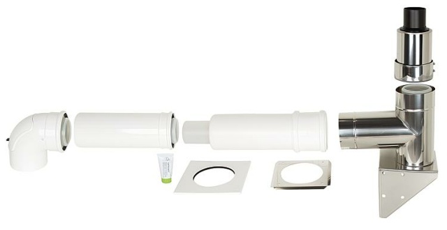 Wolf Abgas-Set Wolf, DN80/125 Außenwand, edelstahl 2651501 NEU