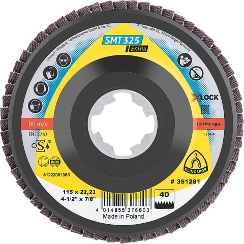 Klingspor Lamellenschleifteller K80, 125x22,23mm gerade X-Lock NEU