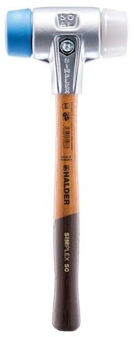 Halder SIMPLEX soft-face mallet HALDER® with aluminium housing and wooden handle, Ø 40 mm, TPE-soft / superplastic
