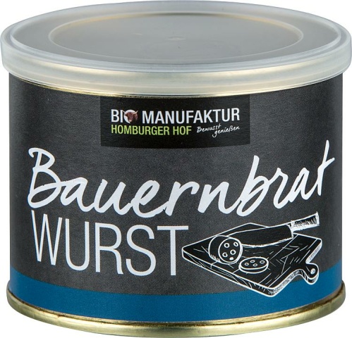 Bio Manufaktur Bauernbratwurst, 200g blik, PU6 NIEUW
