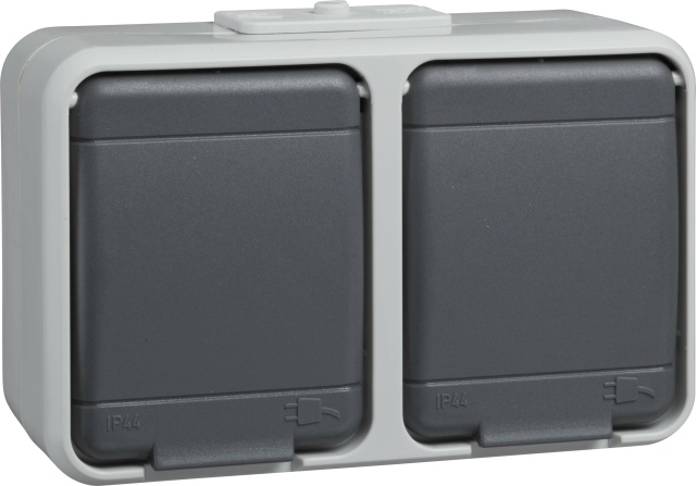 Elso socket outlet 2-f.AP44 waage. light/basalt grey 445409 NEW