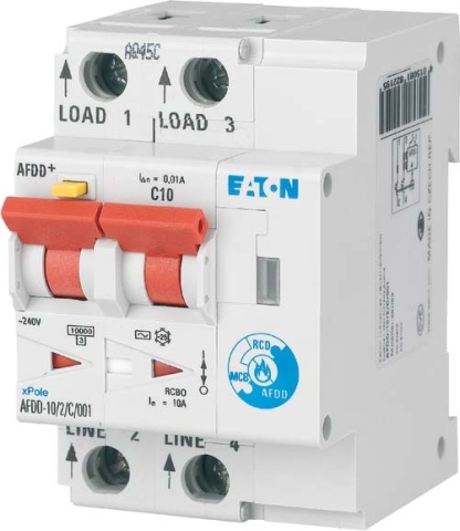 Eaton (Installation) Fire protection switch 2-pole, B10A, 30mA AFDD-10/2/B/003-A NEW