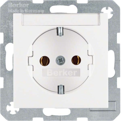 Berker SCHUKO socket outlet pws/gl w.labelling field 47508989 NEW