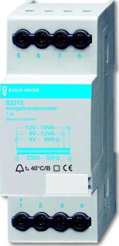 Busch-Jaeger Transformator dzwonkowy 12V 1,3A REG 83315 NOWOSC
