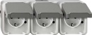Merten SCHUKO triple socket outlet light grey...