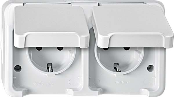 Merten SCHUKO double socket outlet polar white MEG2320-8019 NEW
