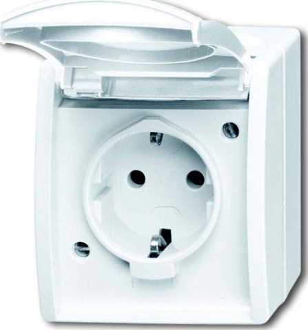 Busch-Jaeger socket outlet with hinged cover increased contact protection 20 EBW-54 NEW