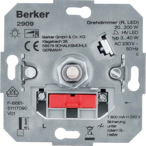 Dimmer rotativo Berker (R, LED) controllo della luce 2909 NUOVO