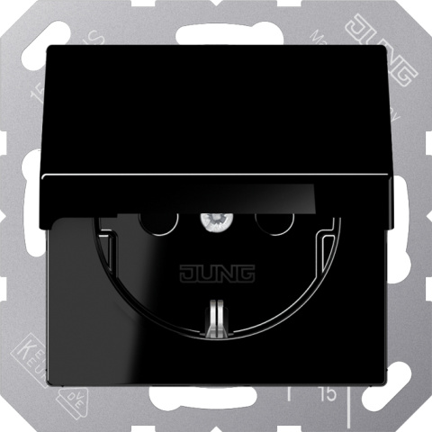 Jung SCHUKO socket outlet 16A 250V hinged cover A 1520 KL SW NEW