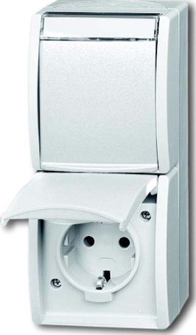 Busch-Jaeger socket outlet 2gang vertical w.labelling field 20-02 EWN-54 NEW