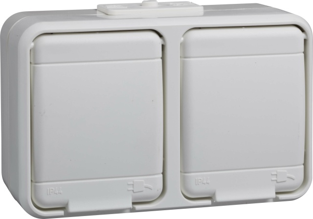 Elso socket outlet 2-fold surface-mounted pure white 445404 NEW