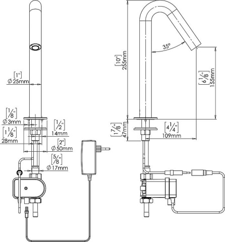 Benkiser Mitigeur de lavabo Sintra saillie 109 mm capteur IR alimentation secteur chrome NEUF