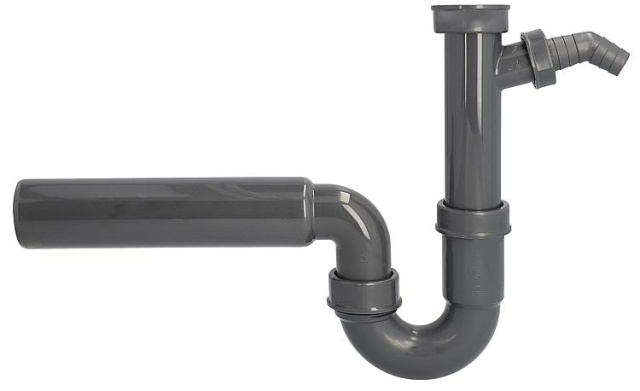 Flushing siphon 11/2"" DN 40 with hose screw connection ""without rosette"" made of recycled material NEW