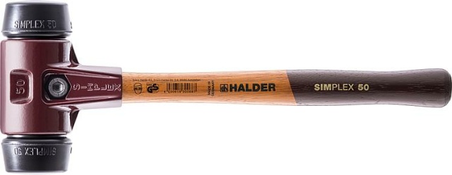 Halder SIMPLEX zachte slaghamer met smeedbaar gietijzeren huis, houten steel en rubbersamenstelling, Ø 50 mm NIEUW