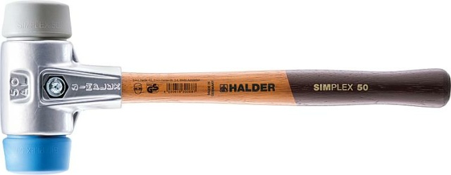 Halder SIMPLEX soft-face hammer with aluminium body and wooden handle, TPE-soft/TPE-mid, Ø 60 mm NEW