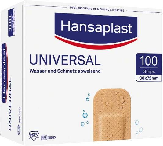 W.Söhngen Universele Pleister Hansaplast UNIVERSAL Stroken 3,0 x 7,2cm 100 st. NIEUW