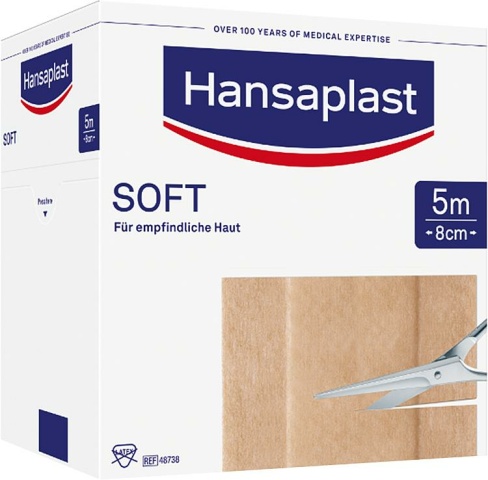 W.Söhngen Wound Plaster Hansaplast SOFT 5 m x 8 cm NEW