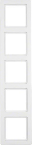 Berker frame polar wit, fluweel 5-voudig 10156089 NIEUW