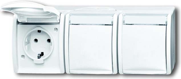 Busch-Jaeger Socket outlet 3gang horizontal 2300/3 EWN-54 NEW