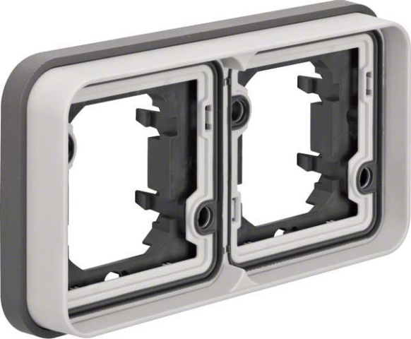 Berker Cadre double horizontal gris clair 13293505 NEUF