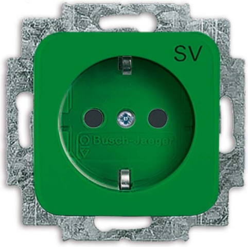 Busch-Jaeger SCHUKO socket outlet insert green RAL6032 20 EUC-13-212-103 NEW