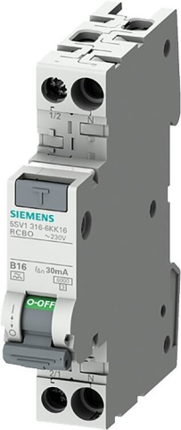 Siemens FI/LS compact 1P+N 6kA type F 30mA, superresistant K, C16 NEW